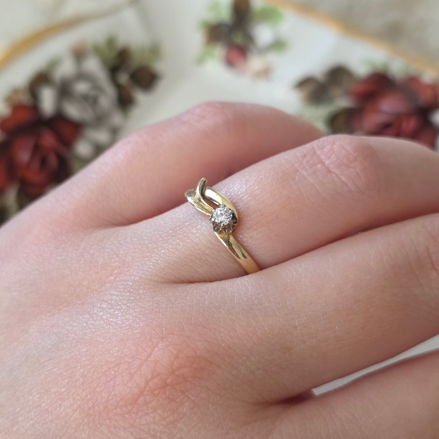 Vintage 14k gouden ring diamant 0.1ct