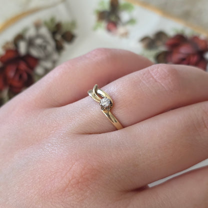 Vintage 14k gouden ring diamant 0.1ct