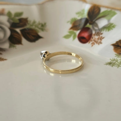 Vintage 14k gouden solitair verlovingsring diamant 0.02ct