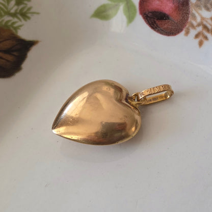 Vintage 18k gouden hanger hart robijn