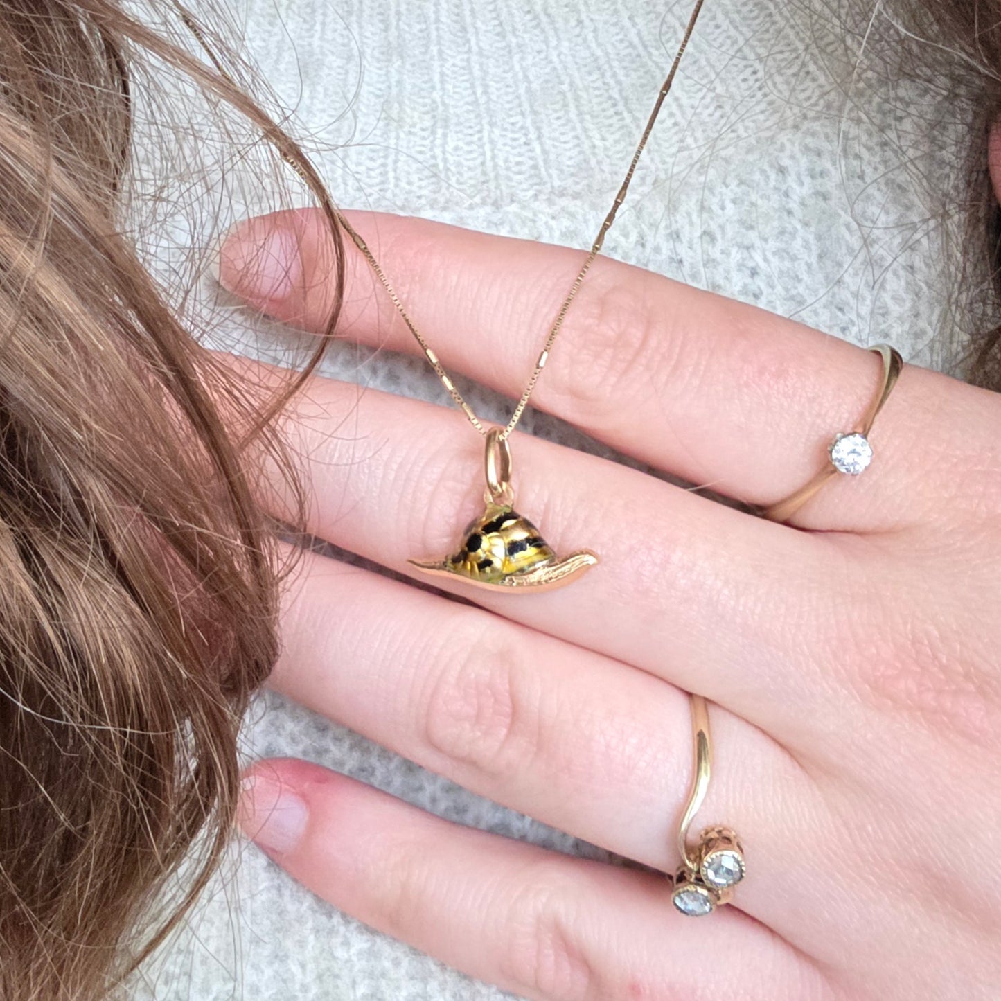 Antieke 14k gouden ring met roosdiamanten