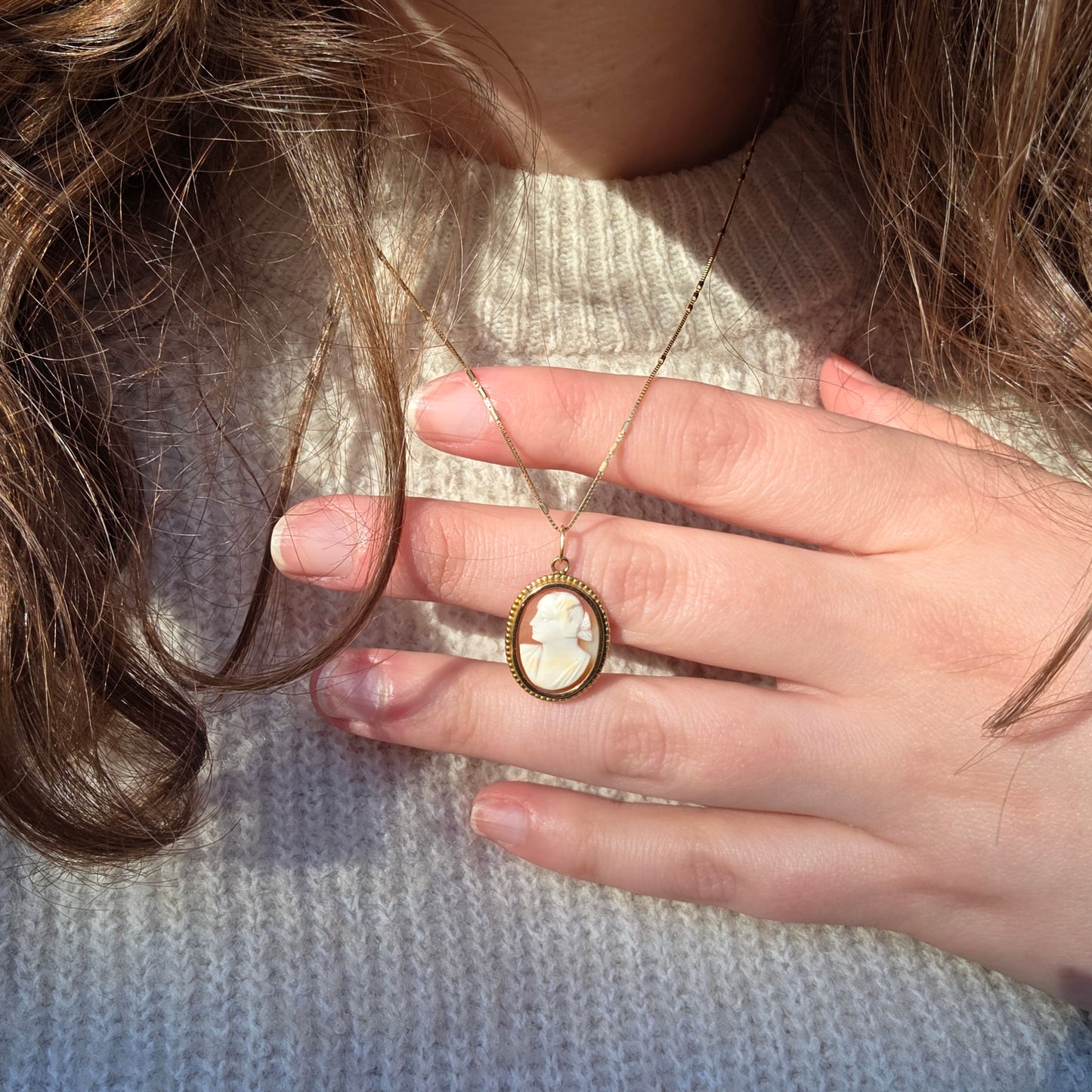 Vintage 14k gouden hanger camee