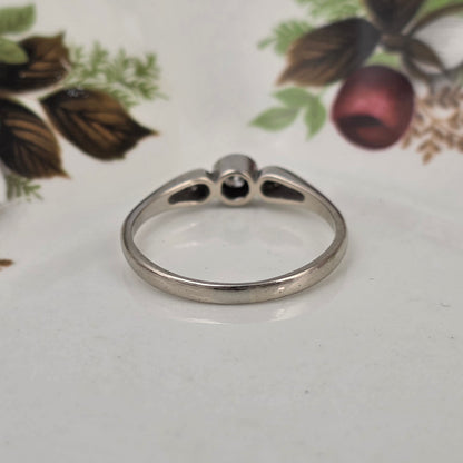Vintage 14k witgouden ring diamant trilogy 0.17ct