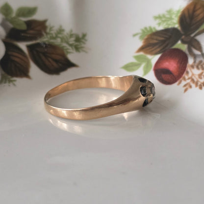 Antique 14k gold belcher ring with rose-cut diamond