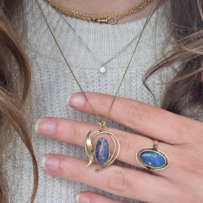 Vintage 9k ring met opaal