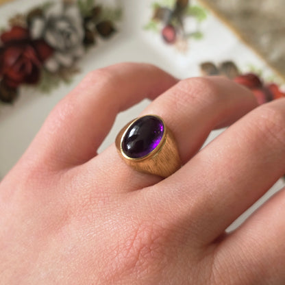 Vintage 14k gouden zegel ring met amethist