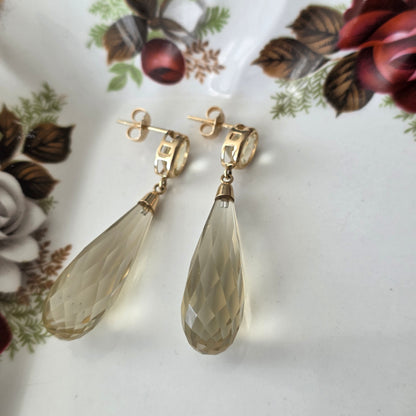 Vintage 14k gouden oorhangers citrien