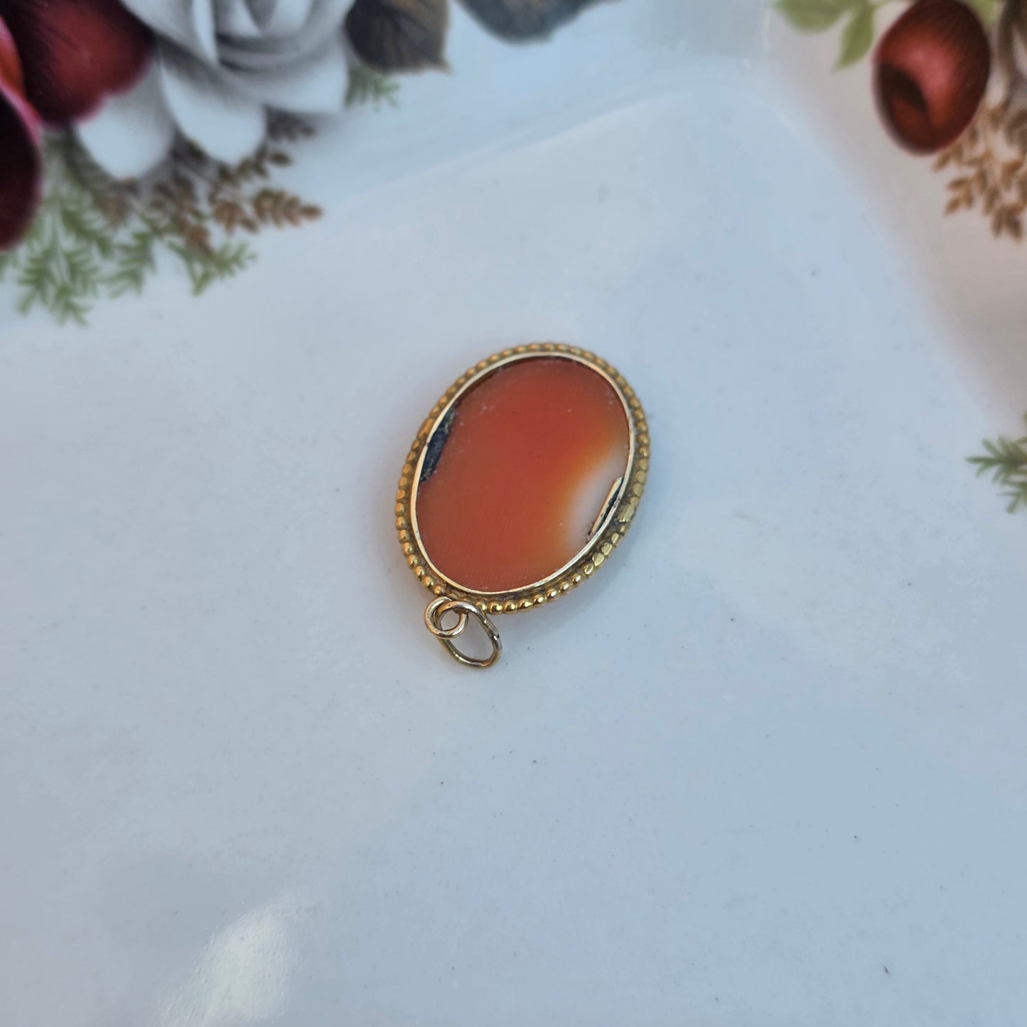 Vintage 14k gouden hanger camee