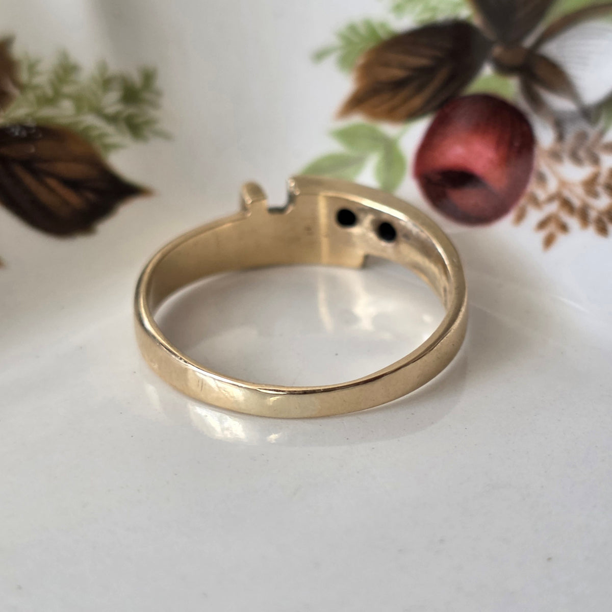Vintage 14k gouden ring gesp met diamanten