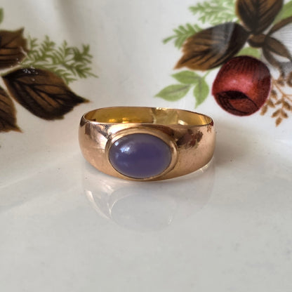 Vintage 18k gouden ring chalcedoon