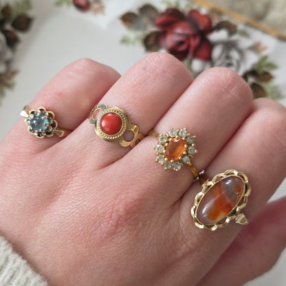 Vintage 18k gouden ring met citrien en kwarts