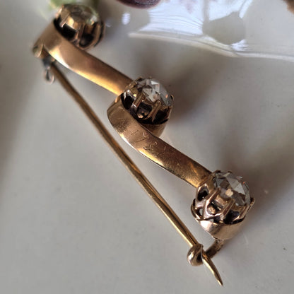 Antieke 14k gouden roosdiamant broche uit 1737