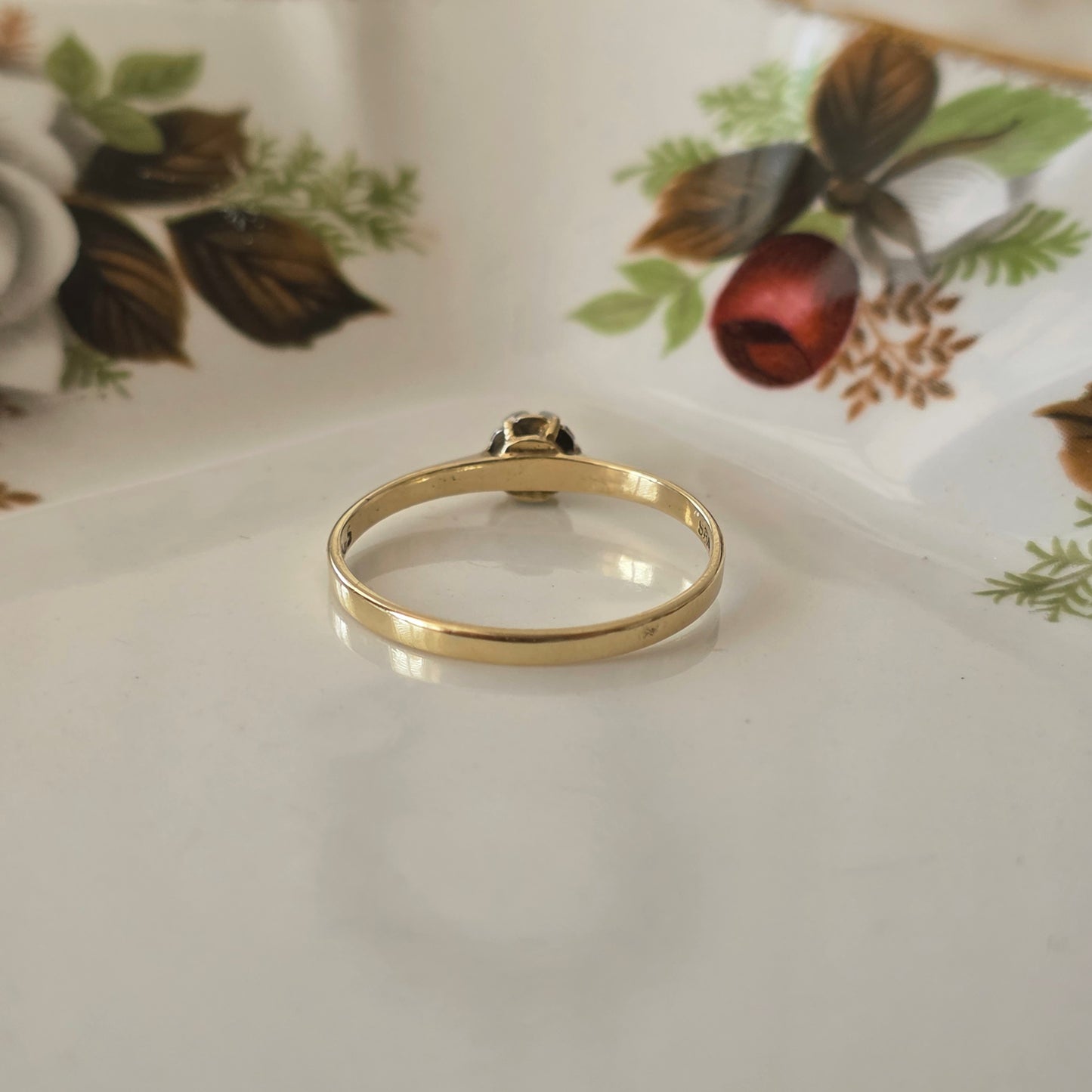 Vintage 14k gouden solitair verlovingsring diamant 0.02ct