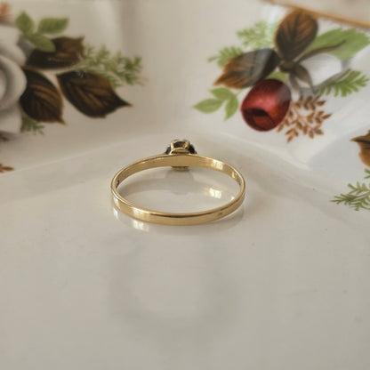Vintage 14k gouden solitair verlovingsring diamant 0.02ct