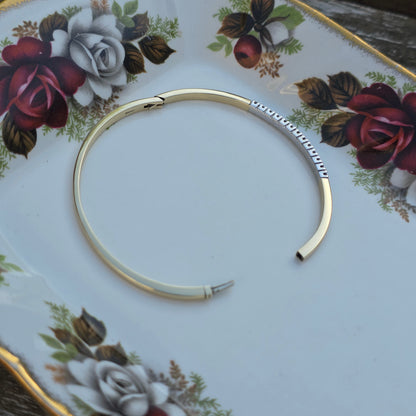 Vintage 14k gouden bangle armband met 13 diamanten