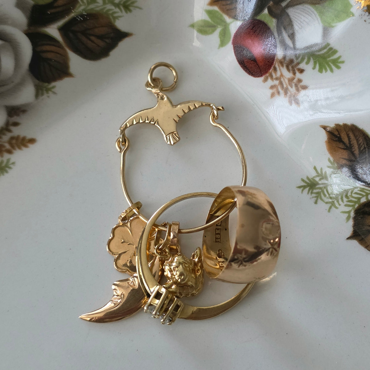 Vintage 18k gouden hanger klavertje vier