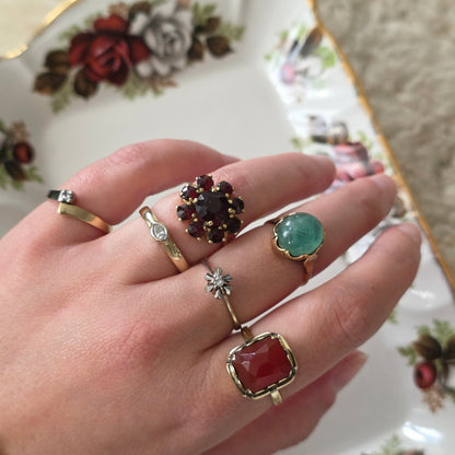 Vintage 14k witgouden ring ster met diamant 0.05ct