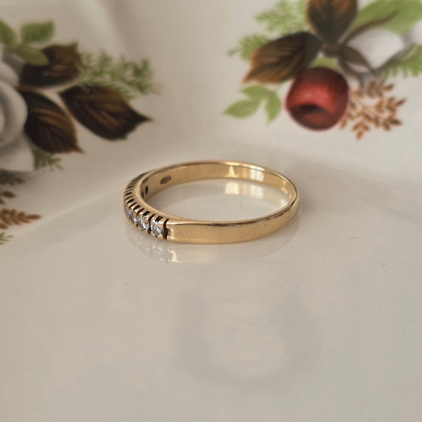 Vintage 14k gouden ring met diamanten 0.07ct