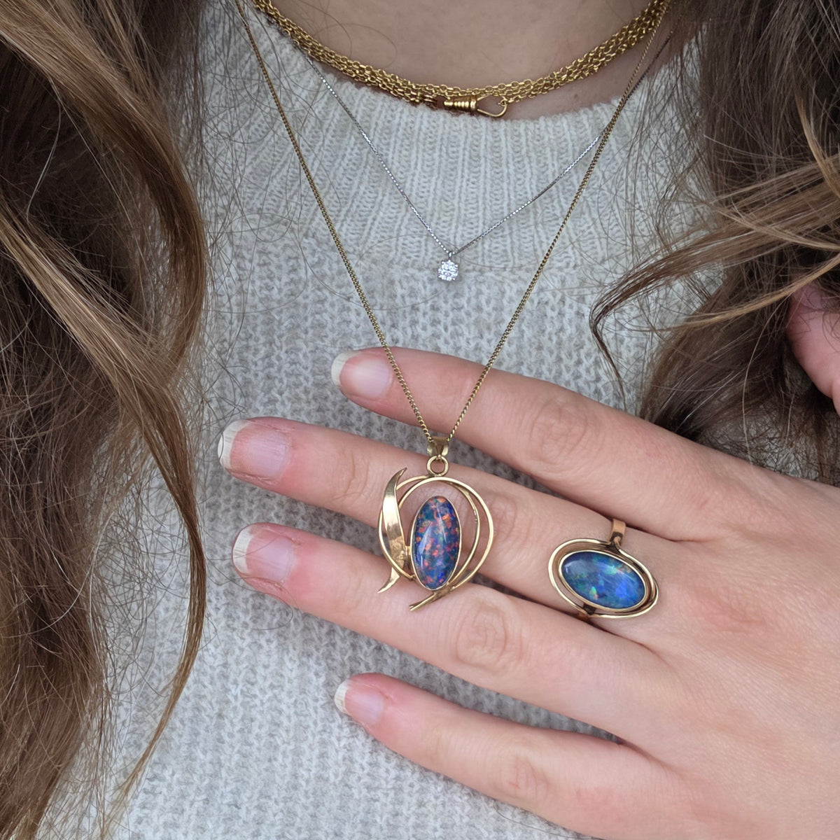 Vintage 9k ring met opaal