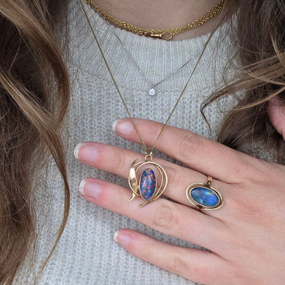 Vintage 9k ring met opaal