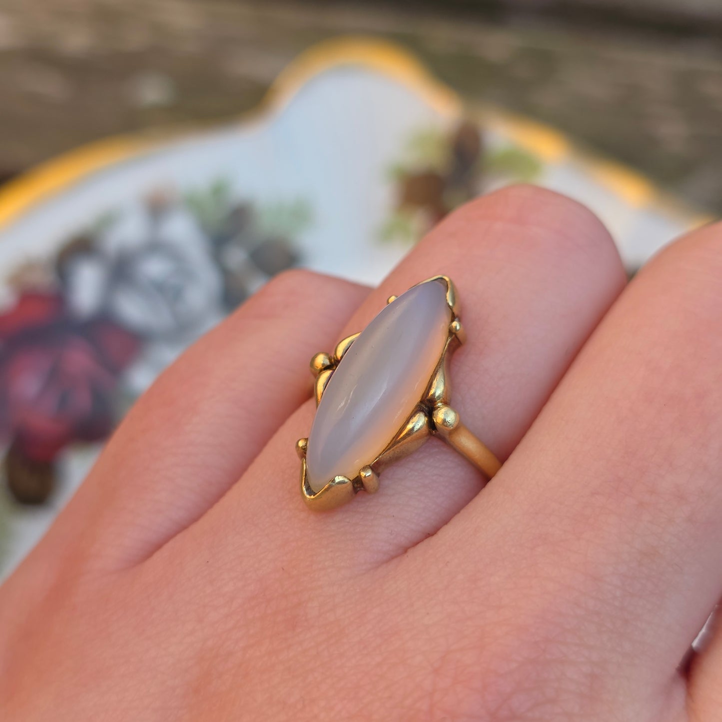 Vintage 14k gouden ring maansteen