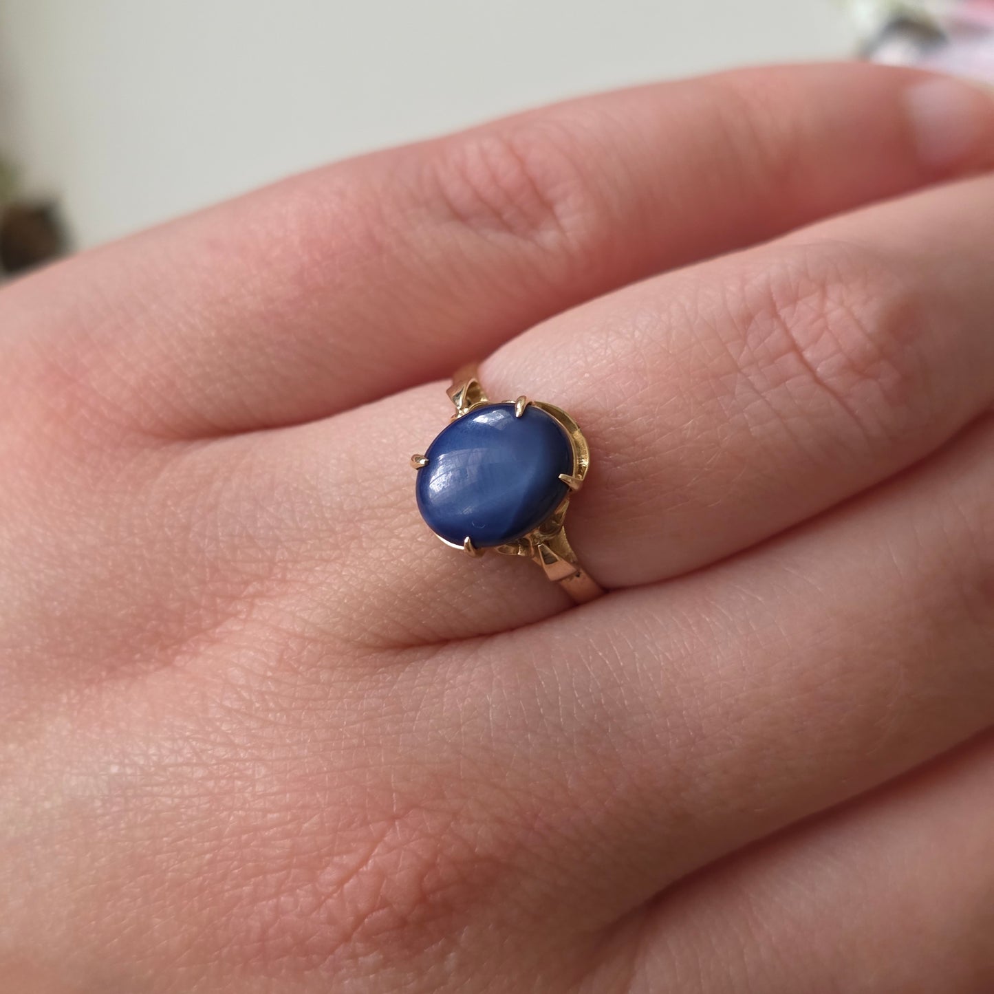 Vintage 18k gouden ring met ster saffier