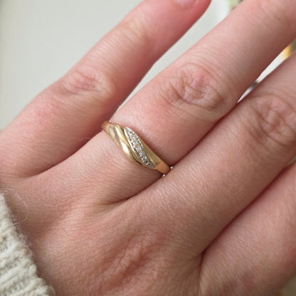 Vintage 14k gouden ring met diamantjes