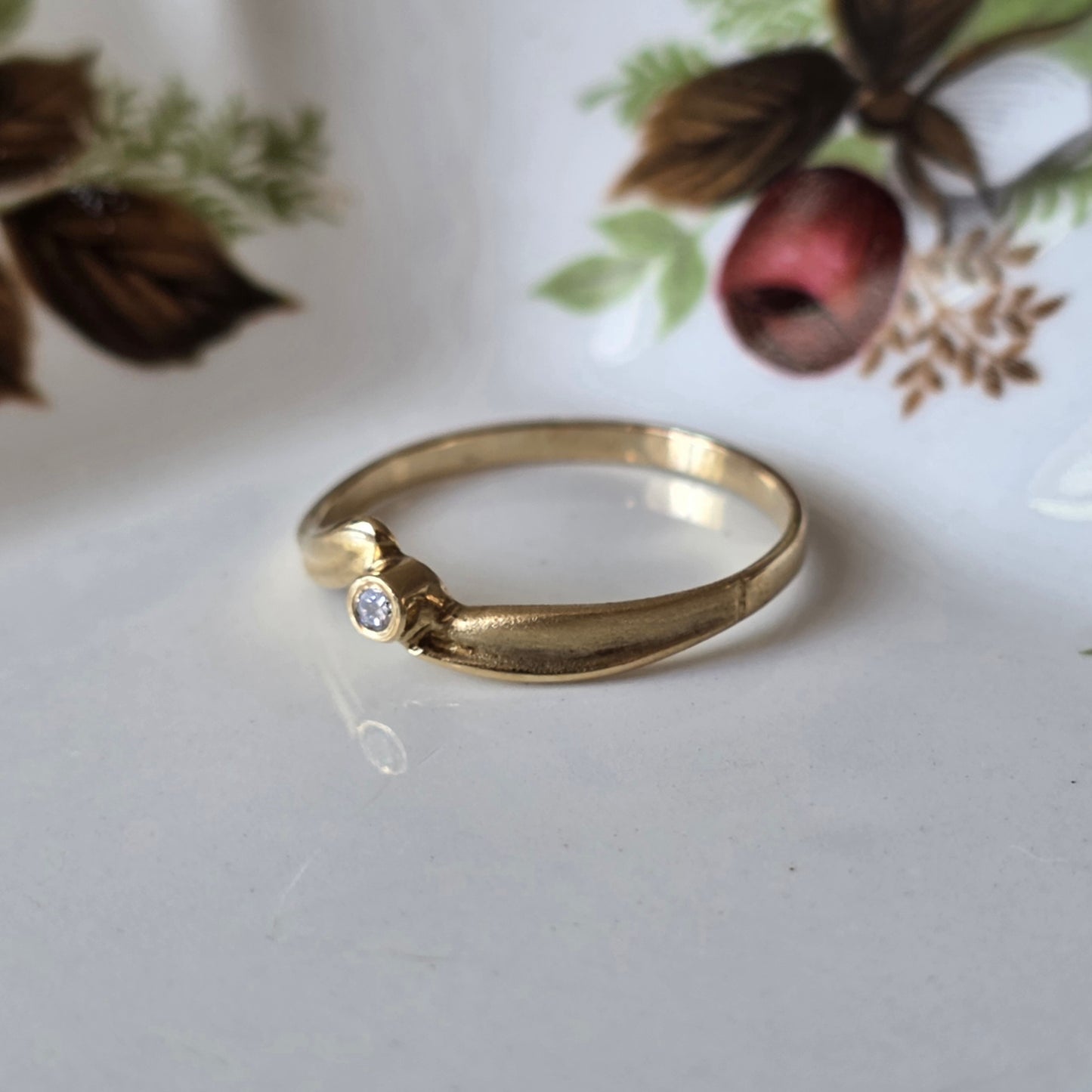 Vintage 14k gouden ring diamant 0.02ct