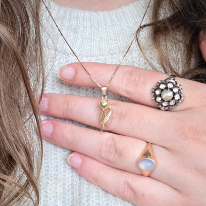 Vintage 18k gouden ring met maansteen