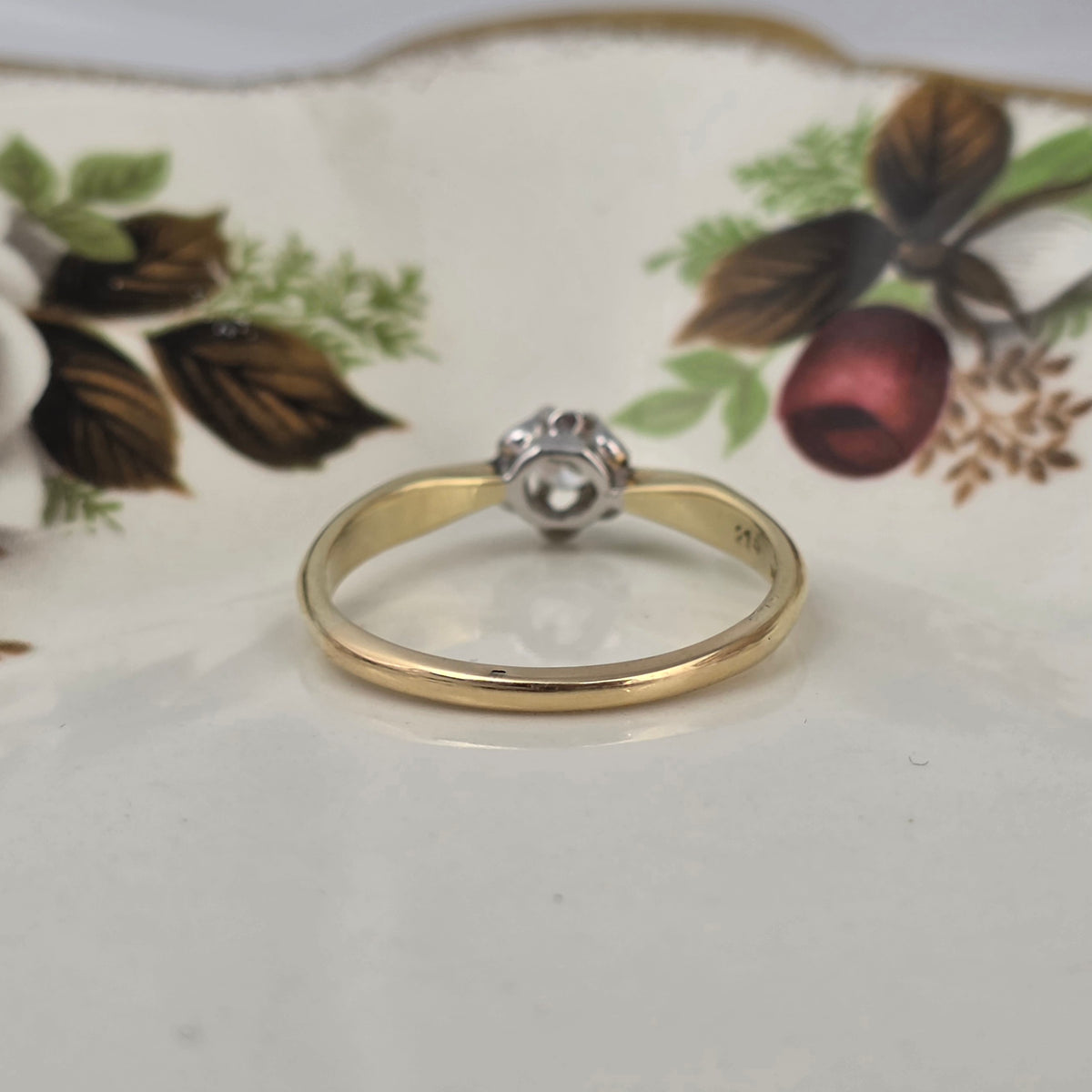 Vintage 14k gouden verlovingsring solitair diamant 0.215ct