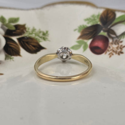 Vintage 14k gouden verlovingsring solitair diamant 0.215ct