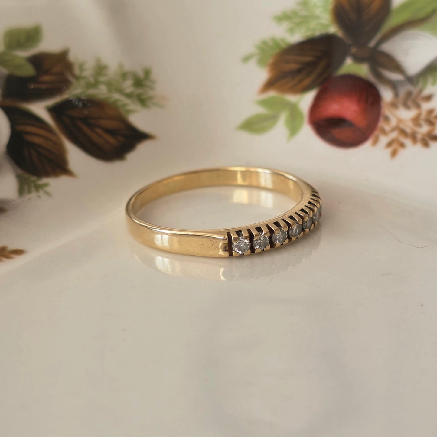 Vintage 14k gouden ring met diamanten 0.07ct