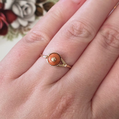 Antique 14k gold ring with red coral