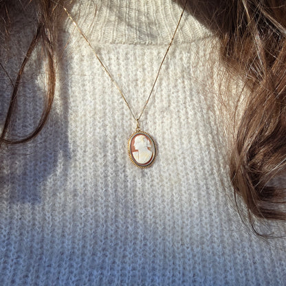 Vintage 14k gouden hanger camee