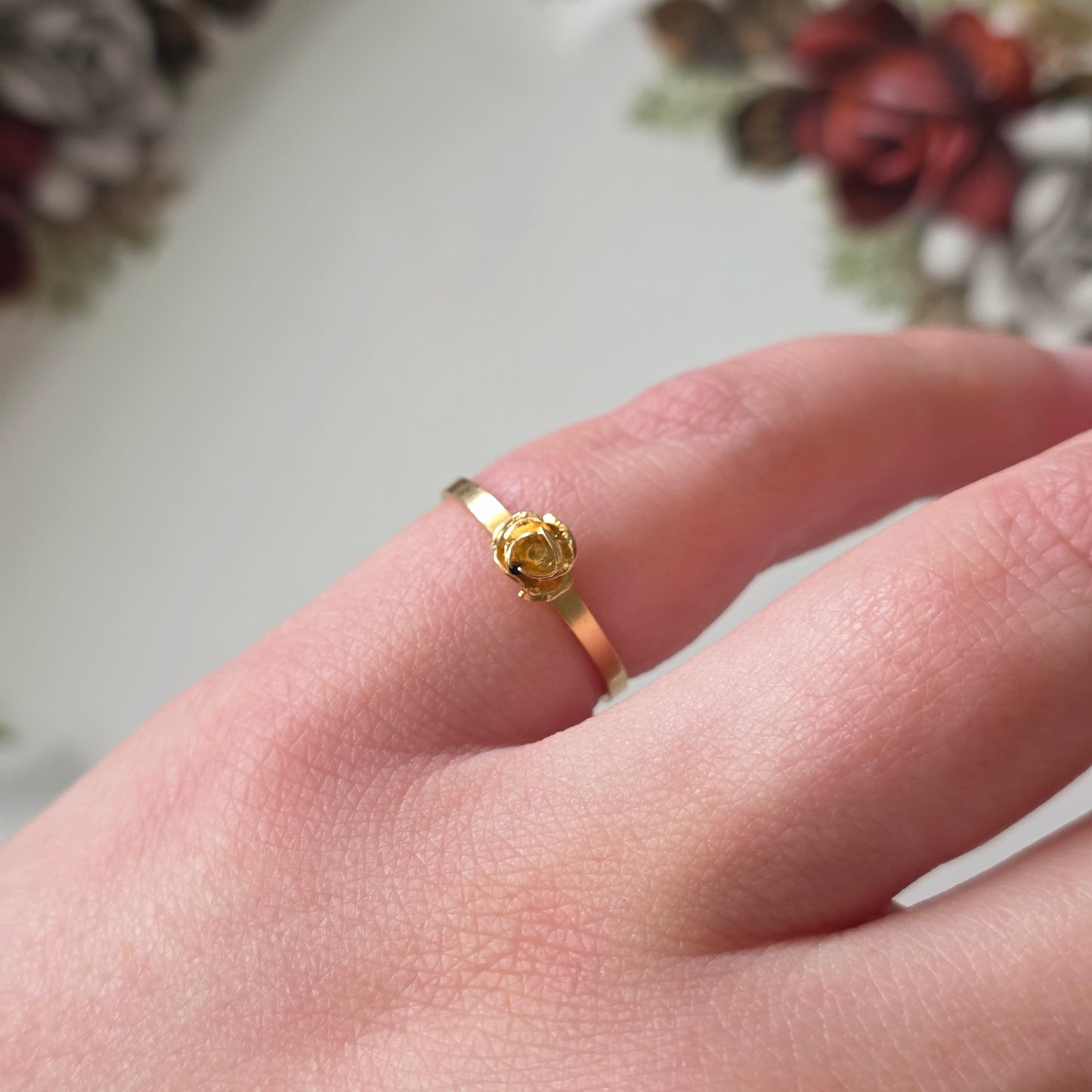 Vintage 18k ring met bloem