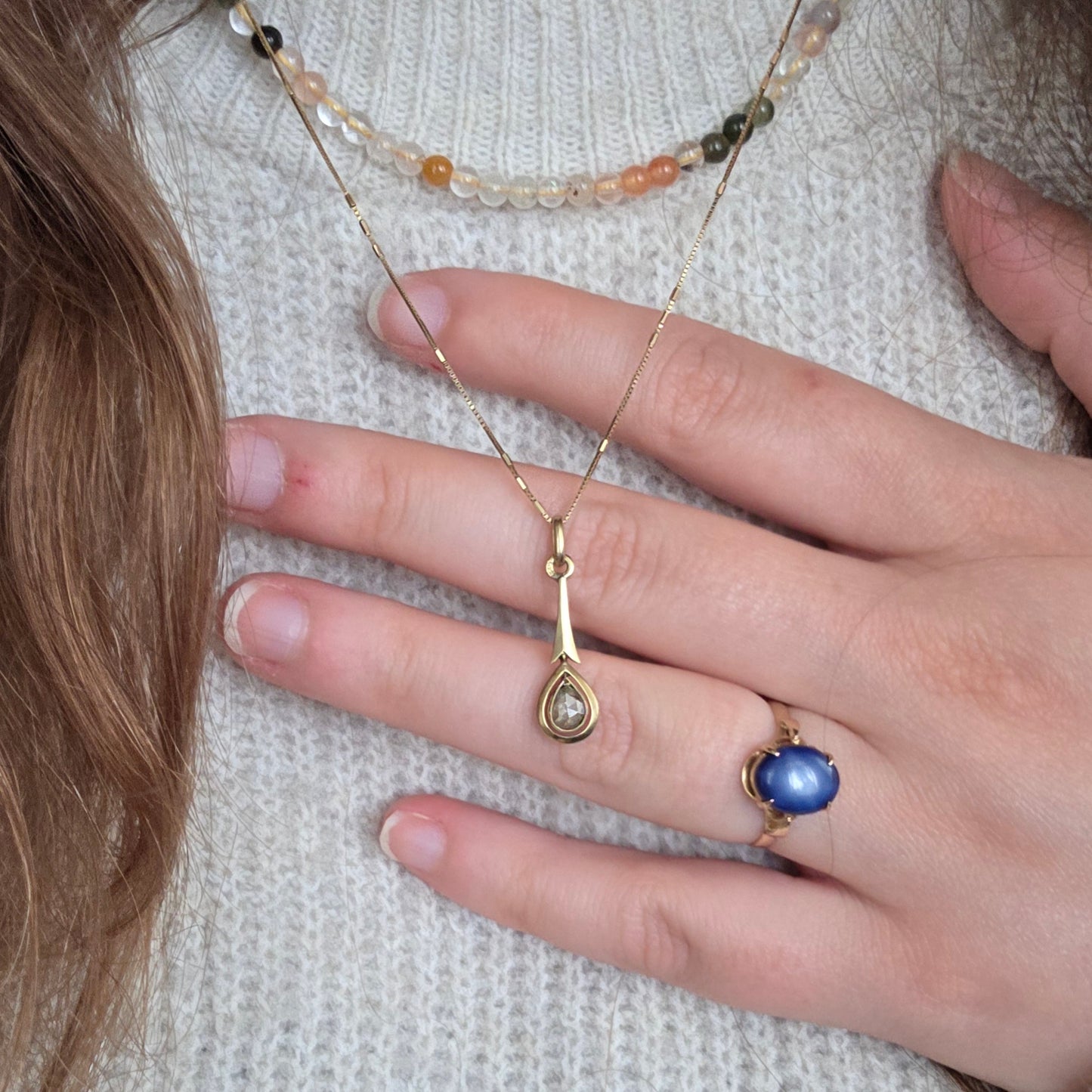Vintage 18k gouden ring met ster saffier