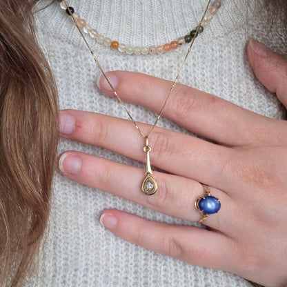 Vintage 18k gouden ring met ster saffier