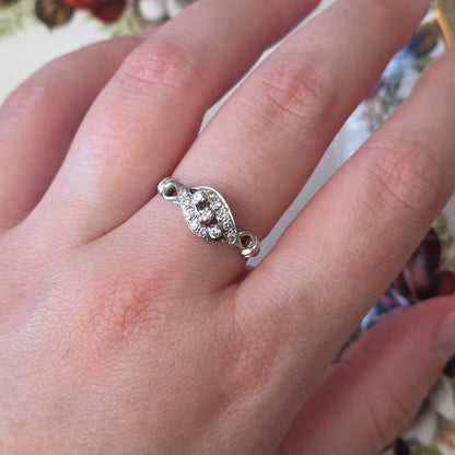 Vintage 14k witgouden ring met 13 diamanten