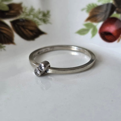 Vintage 14k witgouden ring met diamanten 0.04ct