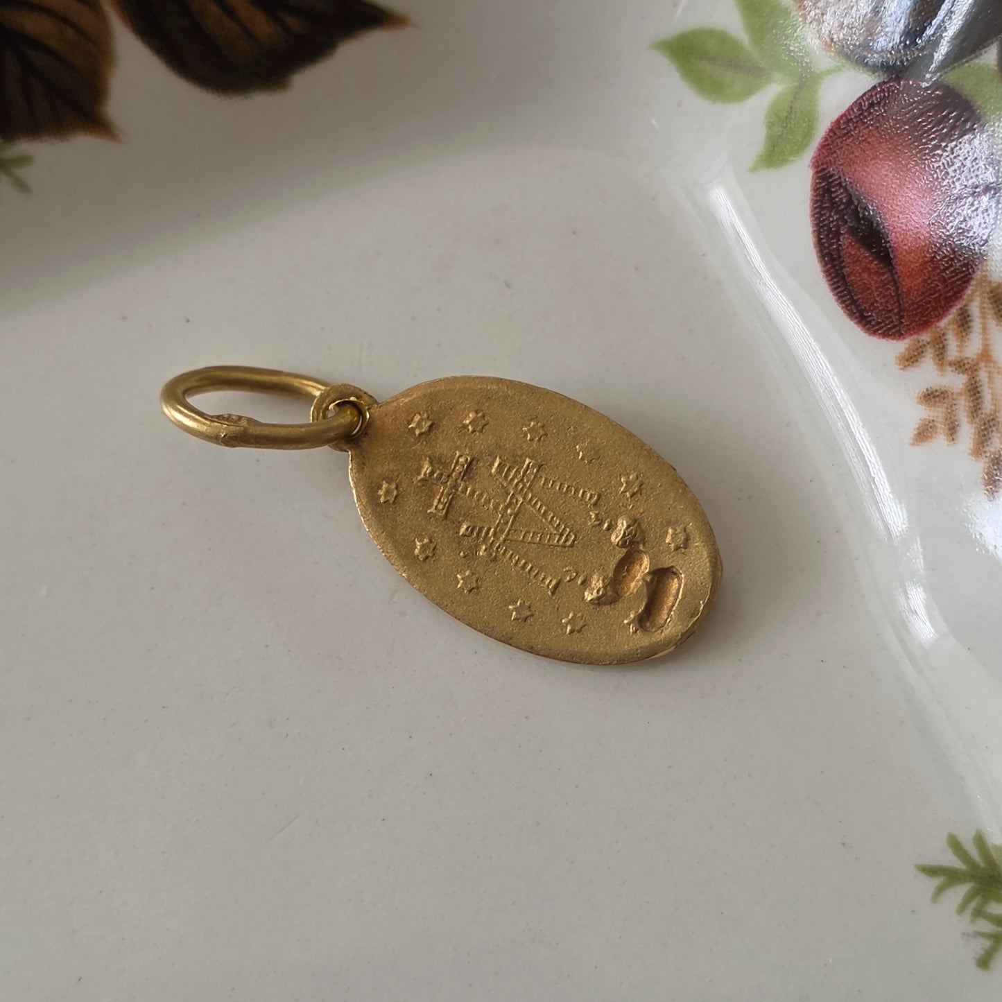 Antieke 18k gouden hanger Maria wonderbaarlijke medaille