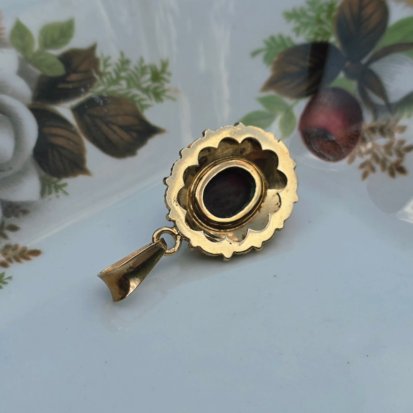 Vintage 14k gouden hanger granaat