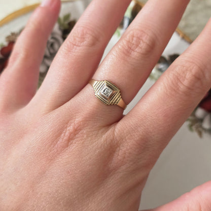 Vintage 14k gouden Art Deco ring diamant 0.03ct