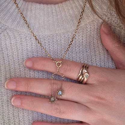 Antieke 14k gouden hanger sterren met roosdiamanten