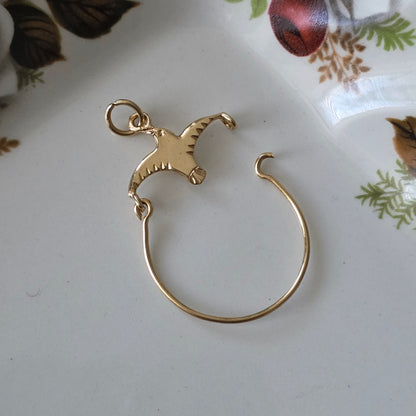 Vintage 14k gouden charm holder vogel