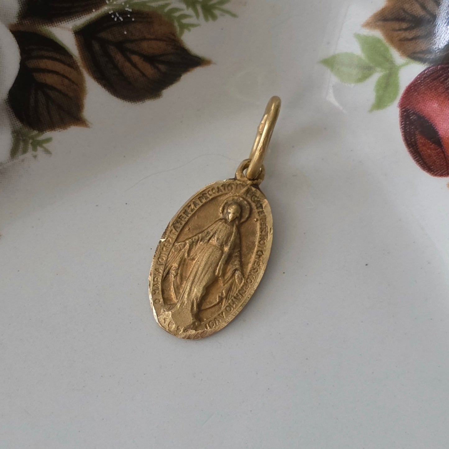 Antieke 18k gouden hanger Maria wonderbaarlijke medaille