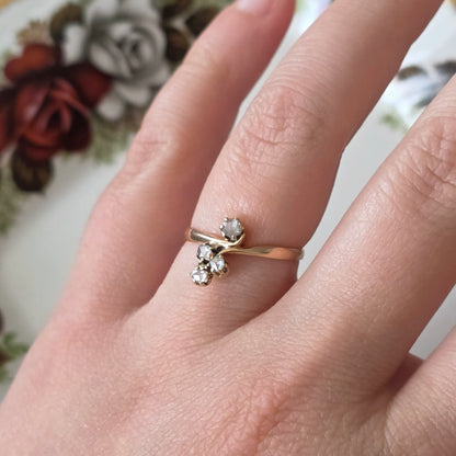 Antieke 14k roségouden ring met roosdiamanten