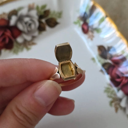Vintage 14k gouden ring medaillon compartiment