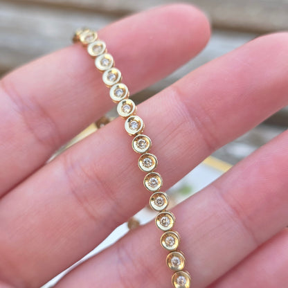 Vintage 14k geel gouden diamant tennisarmband 1ct