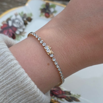 Vintage 14k wit gouden diamant tennisarmband