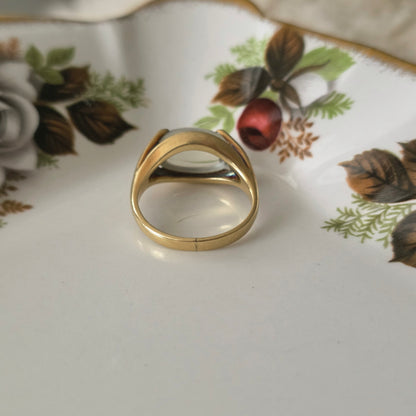Vintage 14k gouden ring met maansteen cabochon